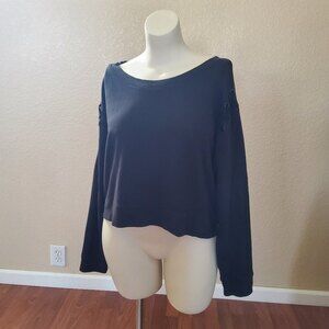 Calvin Klein Jeans Black Lace Up Sweater XL New